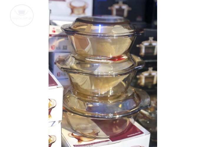 3pcs Gold Pyrex Bowl set