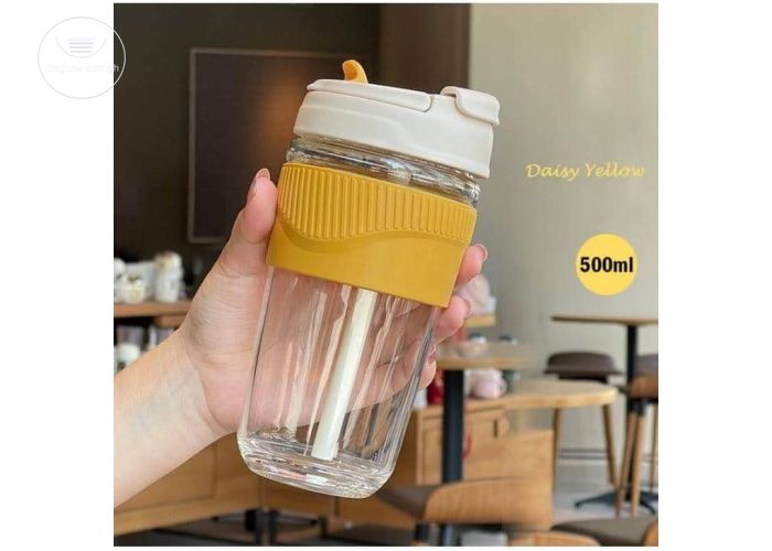 Glass Cup with straw and tight lid