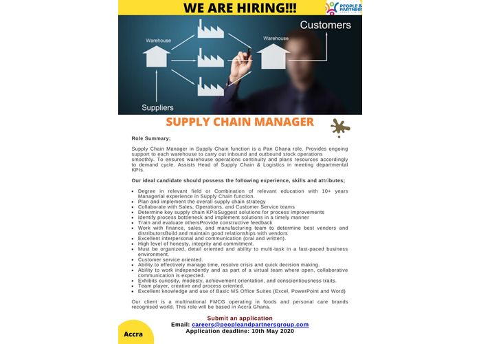 Job vacancy in supply chain management