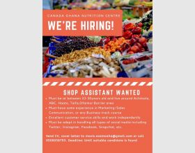.Job Vacancy for Shop Assistant.