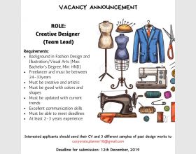 .Vacancy for Creative Designer.