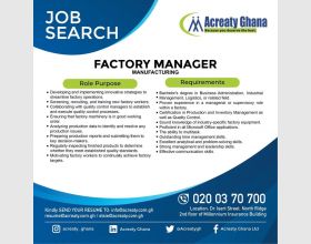 .Vacancy for Factory Manager.