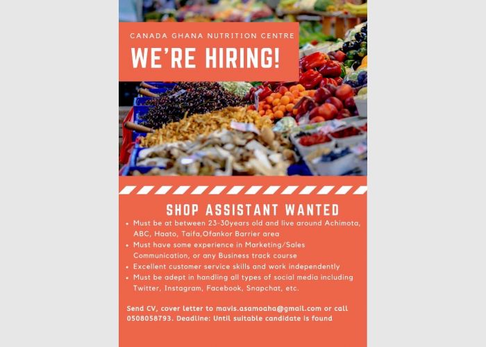 Job Vacancy for Shop Assistant