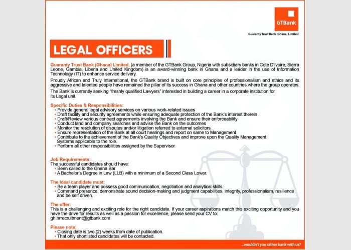 Job Vacancy for Legal Officers