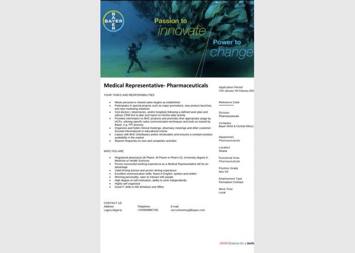 Job Vacancy for Medical Sales Rep