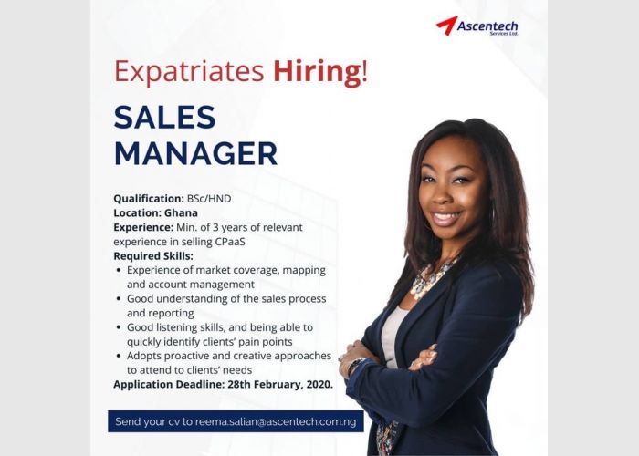 Job Vacancy for Sales Manager