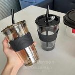  Heat-Resistant Glass Mug with Straw